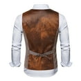 thumbnail image 6 of XIAONU Men's Suede Vest Slim Fit V Neck Buttoned Pocket Pullover Top Vintage Retro Party Wear Waistcoat, 6 of 6