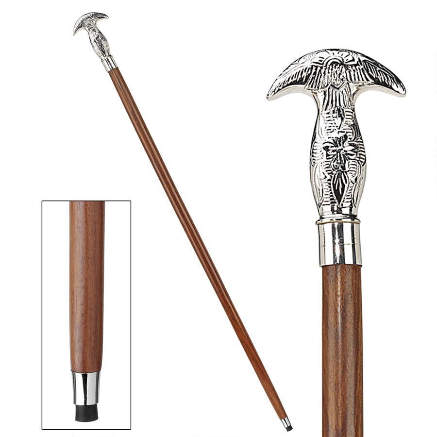 Mystic Art Deco Knob Chrome Handle Hardwood Gentleman's Walking Stick Cane 