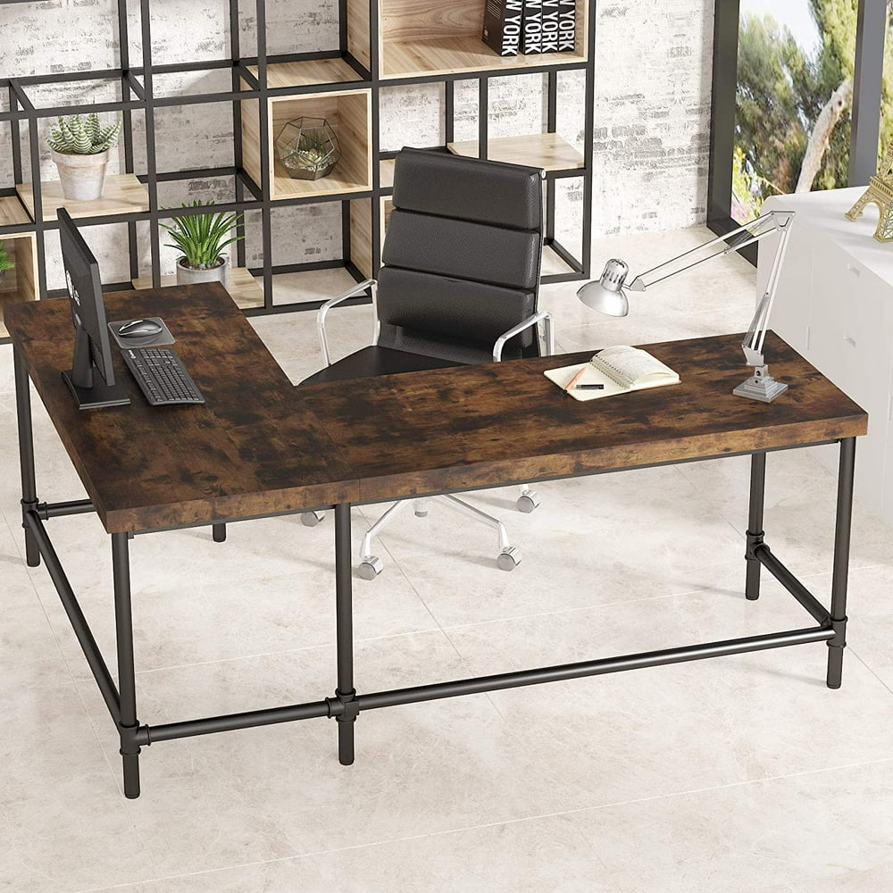 Tribesigns LShaped Desk, 67 inch Industrial Reversible Corner Computer
