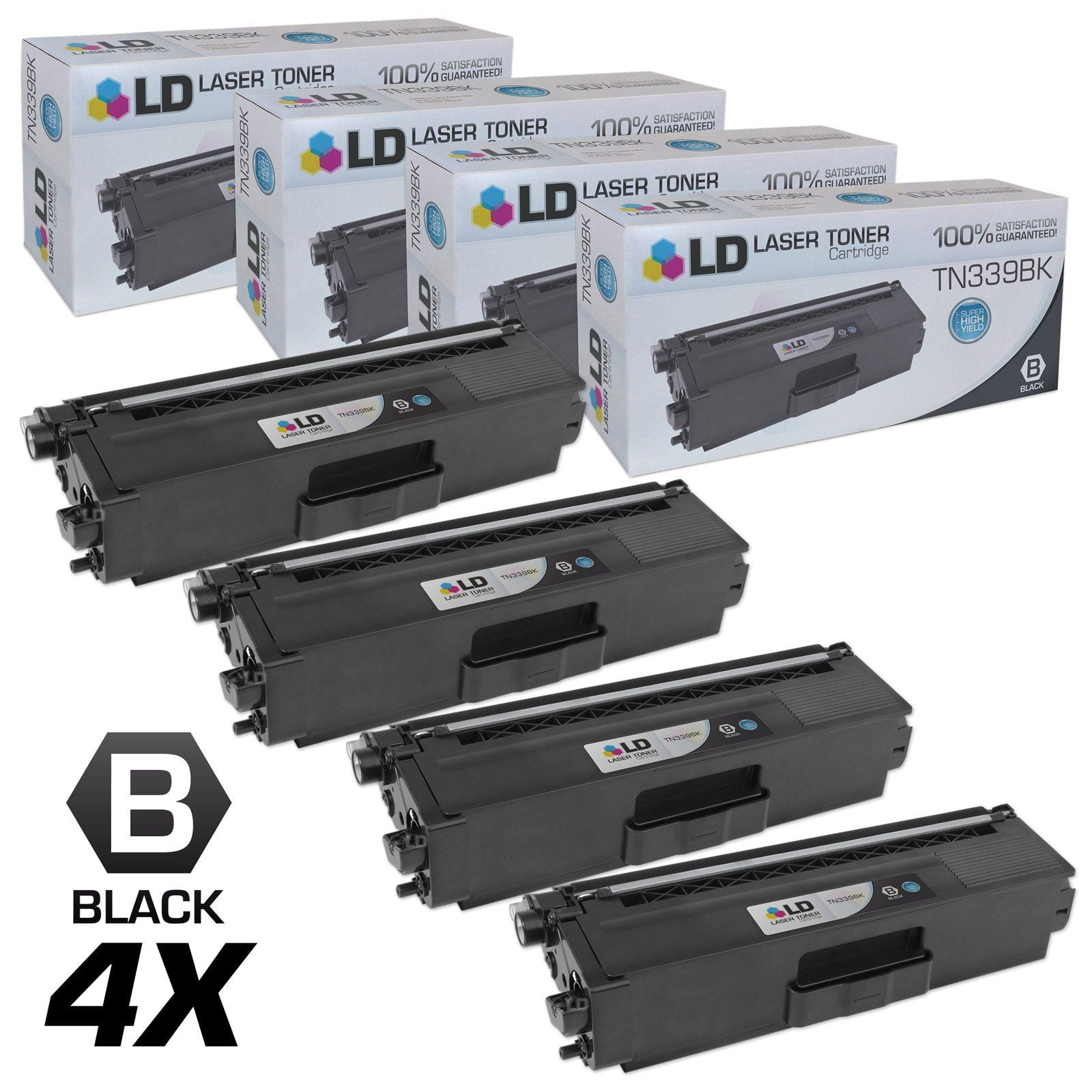 LD Compatible Brother TN339BK 4PK Super HY Black Toner Cartridges 