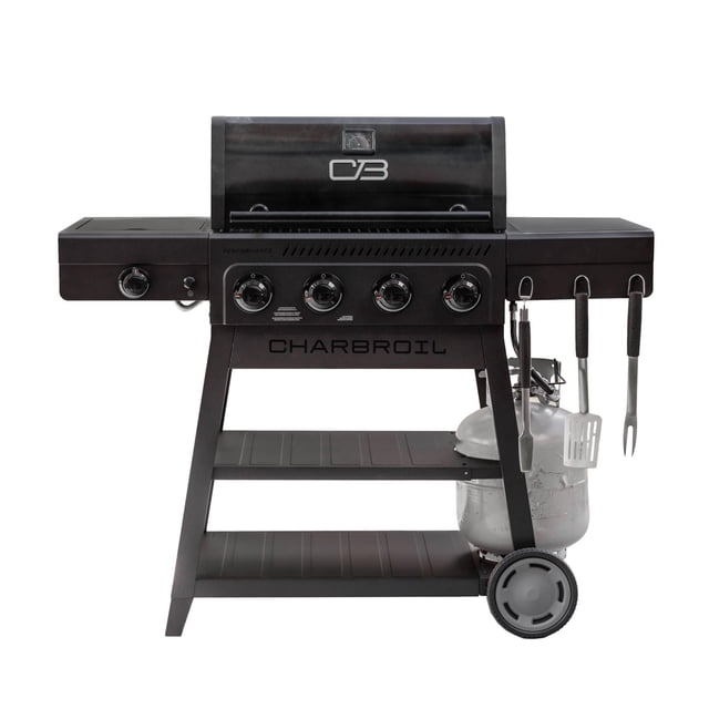 Charbroil Performance Series Flavormax 4-Burner Gas BBQ Grill Cart with Side Burner