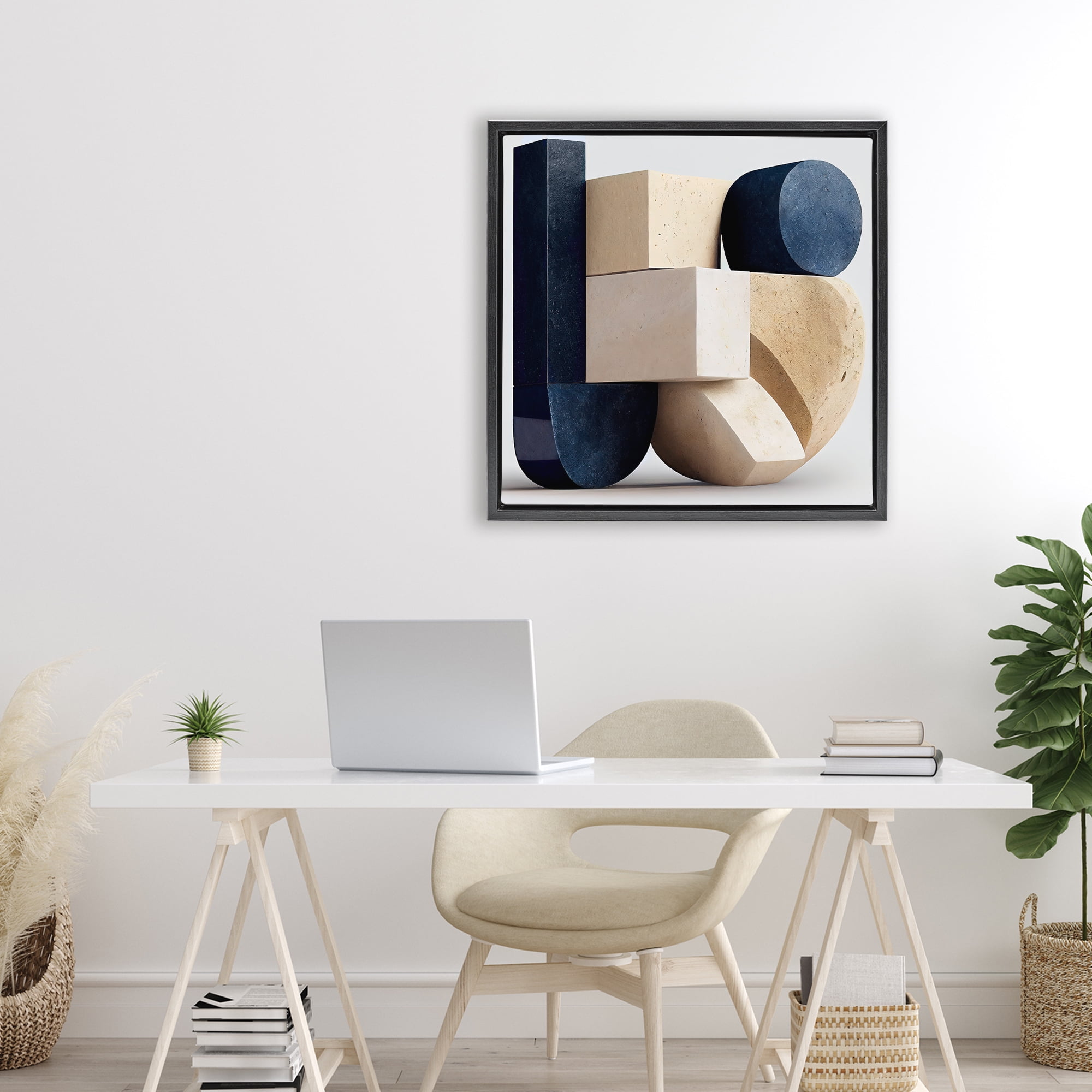 Shapes Of Things Geometric Contour Black Framed Floater Canvas Wall Art, design by Sasha