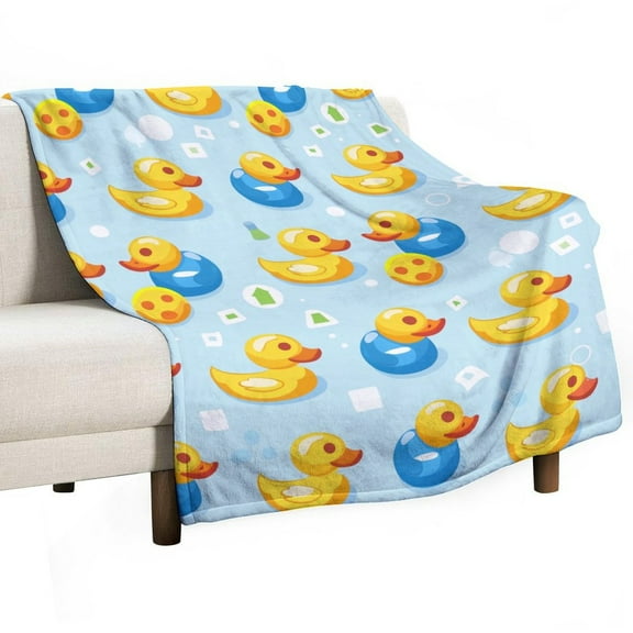 Rubber Duckies Blue Soft Print Blanket Throw Blankets Warm Cozy Lightweight Couch Blanket Stuff Gifts for Women Girls Kids Mom Teens Boys