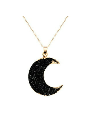 14K Real Solid Gold Crescent Double Horn Moon Pendant Necklace for Women 18 Inches +10 USD Yellow Gold