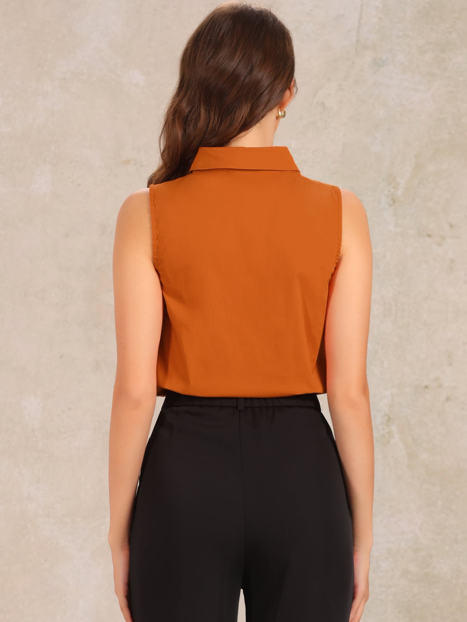 DARING DIVA Sleeveless Collared Button Down Bodysuit Top L Orange