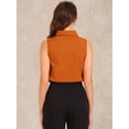 thumbnail image 3 of DARING DIVA Sleeveless Collared Button Down Bodysuit Top XS Orange, 3 of 6