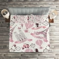thumbnail image 2 of Ambesonne Eiffel Tower Quilted Coverlet 3 Pcs, Paris Honeymoon, King Size, Pale Pink White, 2 of 2