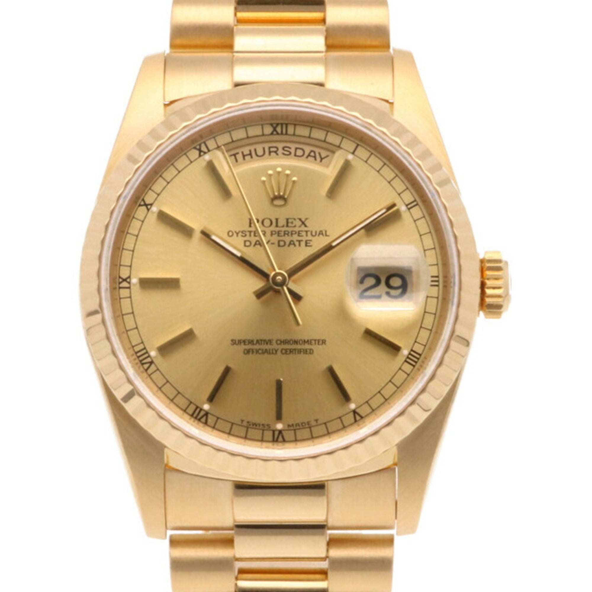 At passe lettelse Due Authenticated Used Rolex ROLEX day date oyster perpetual watch 18k gold K18  yellow 18238 unisex - Walmart.com