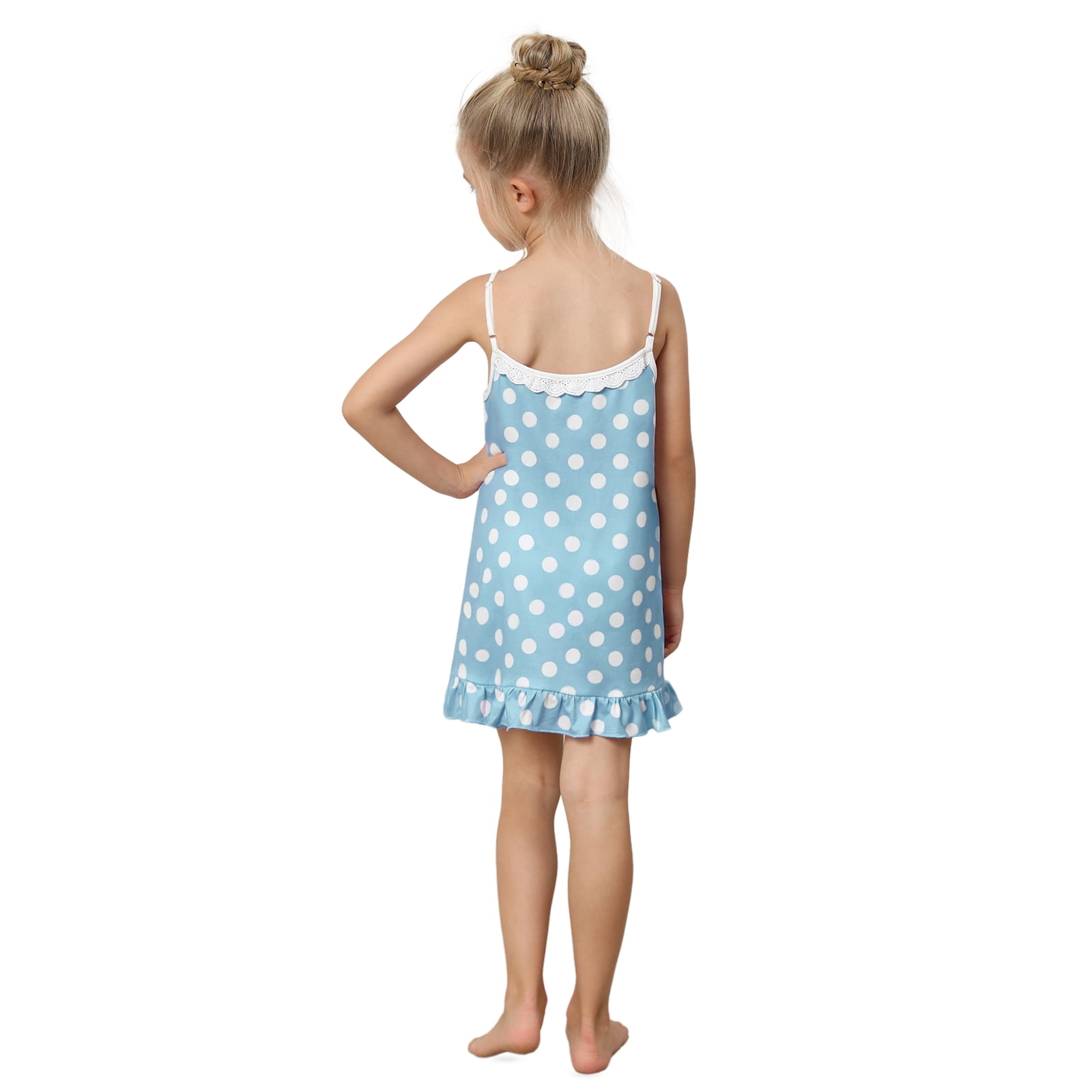 Strap Sleep Dress Kids Girls Cami Polka Dress -12 Soft Years WBQ Dot 6 Nightie Nightgowns Night Spaghetti Summer