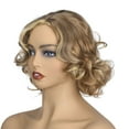 thumbnail image 4 of WXLCISI Blonde Gold Brown Short Natural Wavy Curly Blonde Wig Women's Synthetic Hair, 4 of 8