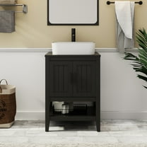 Eclife 24" Freestanding Bathroom Vanity Set with Vessel Sink, Faucet and Drain