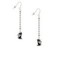 thumbnail image 2 of Delight Jewelry Silvertone Black Sitting Cat - Silver-tone Long Sparkle Dangle French Earrings, 2 of 4