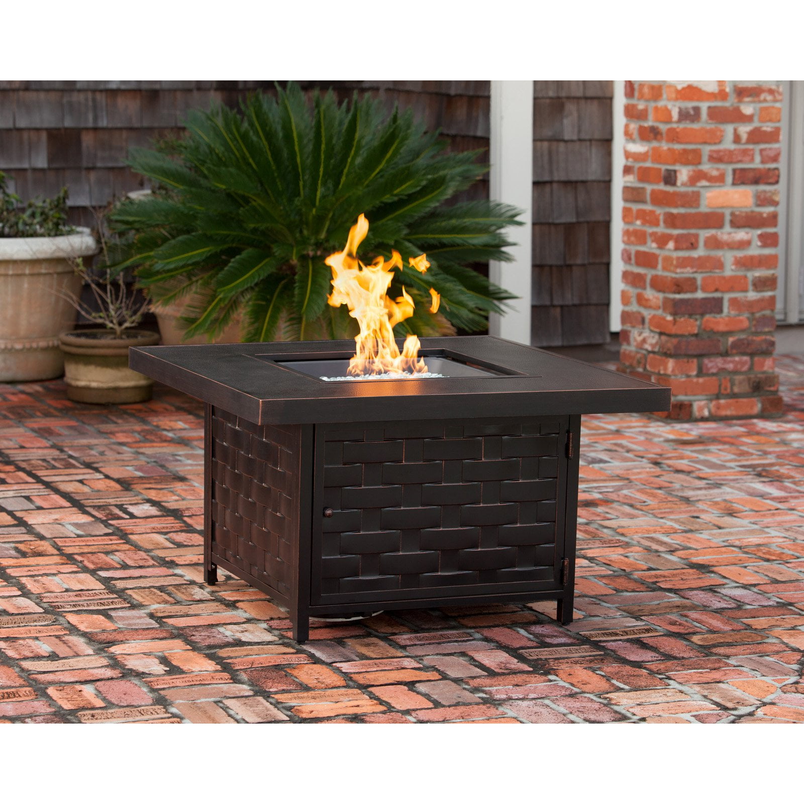 Axxonn 34 Inch Tuscan Ceramic Outdoor Tile Top Fire Pit Black Antique Bronze for sale online 