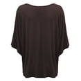 thumbnail image 2 of Made by Johnny Womens V-Neck Square Sleeves Oversized Loose Fit Top L BROWN, 2 of 6