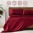 thumbnail image 5 of MR&HM Satin Sheet Set Queen 4 Pcs, Silky Elegant Luxurious Queen Size Bed Sheets, with Flat Sheet, Deep Pocket Fitted Sheet for Mattress and Matching Satin Pillow Cases (Queen Size, Burgundy), 5 of 7