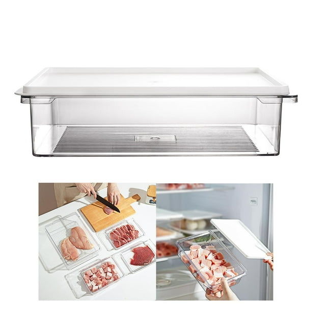 Contenant de Réfrigérateur Congélateur Contenant de Viande Transparent Empilable Boîte Scellée 3L
