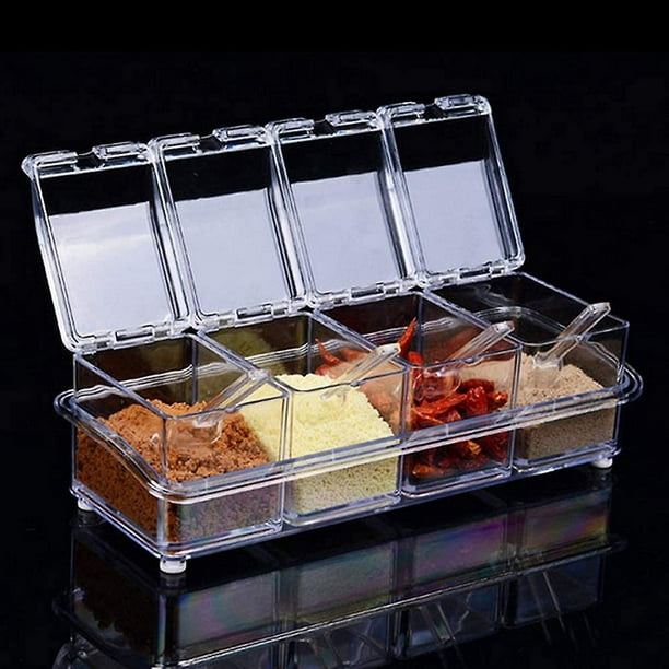 Boîte à épices de cuisine avec cuillère et couvercle contenant à épices  transparent 