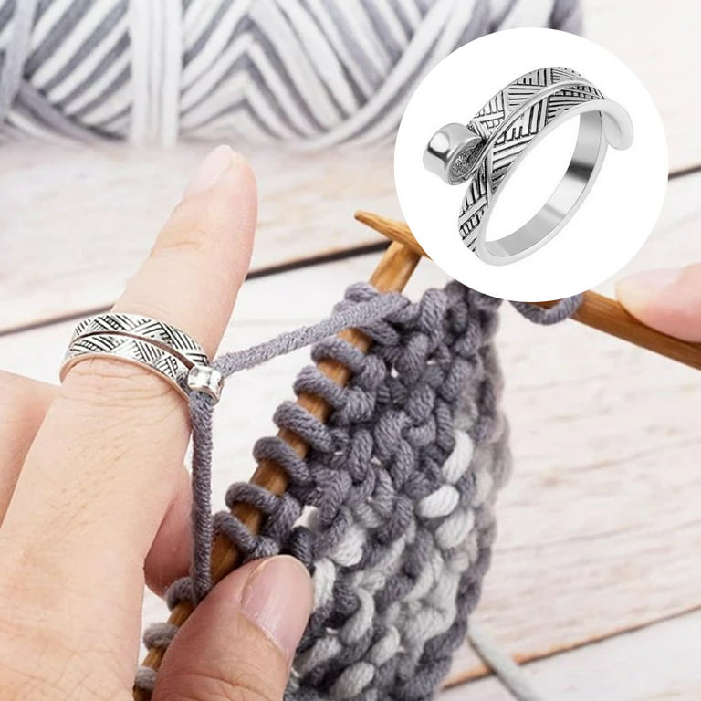 Hesroicy 5Pcs Opening Rings Adjustable Opening Thimble Yarn Holder Cute  Curved Design Prevent Friction And Blisters Knitting Crochet Rings Sewing  Shop Supply 
