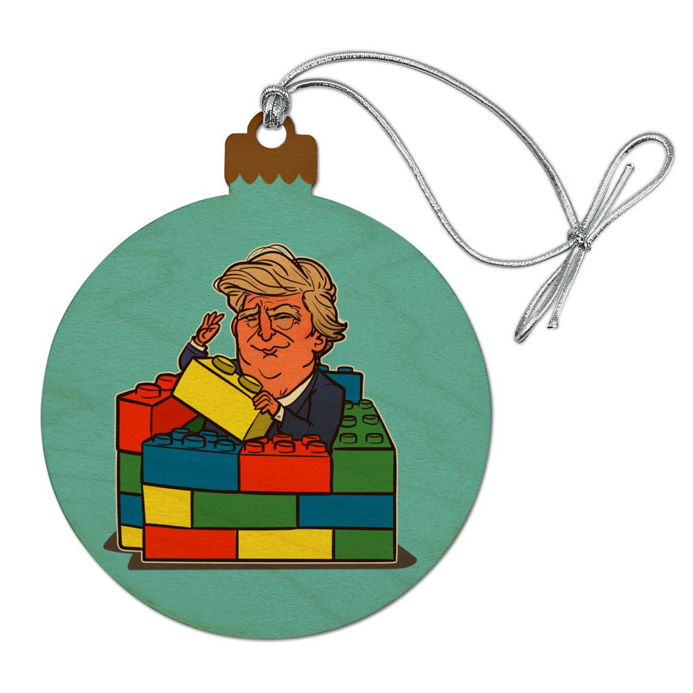President Trump Toy Wall Blocks Bricks  Wood Christmas Tree Ornament 