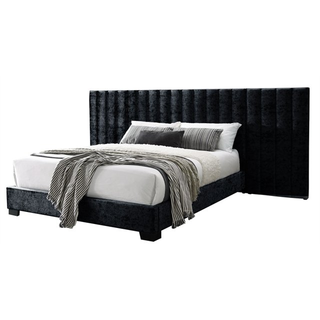 ACME Rivas Channel-Tufted Fabric Ulphostery Eastern King Bed in Black