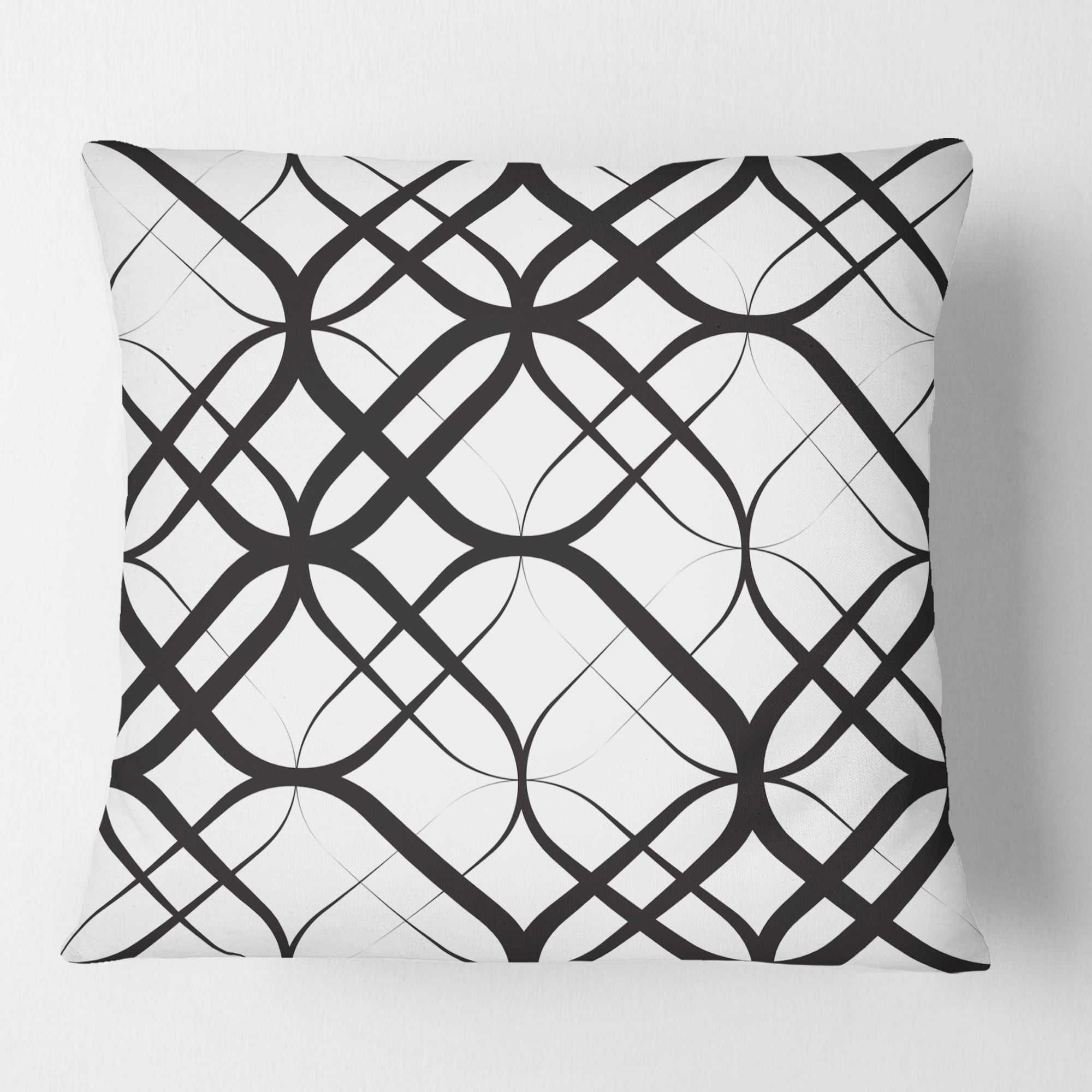 Designart Monochrome Geometric Pattern III' Mid-Century Modern Throw Pillow - 16x16