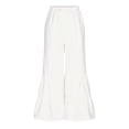 thumbnail image 6 of XFLWAM Women's Boho Elastic High Waisted Ruffle Hem Wide Leg Palazzo Pants Baggy Drawstring Trousers White L, 6 of 8