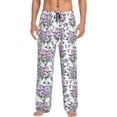 thumbnail image 2 of Goofa Violets Flowers Printed Soft Pajama Pants for Men, Wide Leg Comfy Casual Lounge Yoga Pants-, 2 of 9