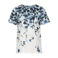 thumbnail image 2 of QLEICOM Womens Summer Tops Oversized T-shirts Floral Print Crewneck Printed Short Sleeve Casual Loose Tunic Tank Tops Women Shirts Blouses Blue S, 2 of 6