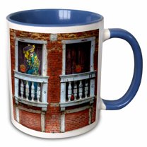 3drose, Venice. Carnival Participant Wearing Mask and Costume on Balcony., 11oz Two-tone Blue Mug
