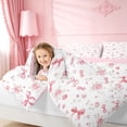 thumbnail image 3 of meiyoeat Pink Cute Flowers Full Size Comforter Sets For Girls,Kawaii Coquette Bowknot Bedding Comforter Set For Kids,Pink Reversible,3 Pieces, 3 of 7
