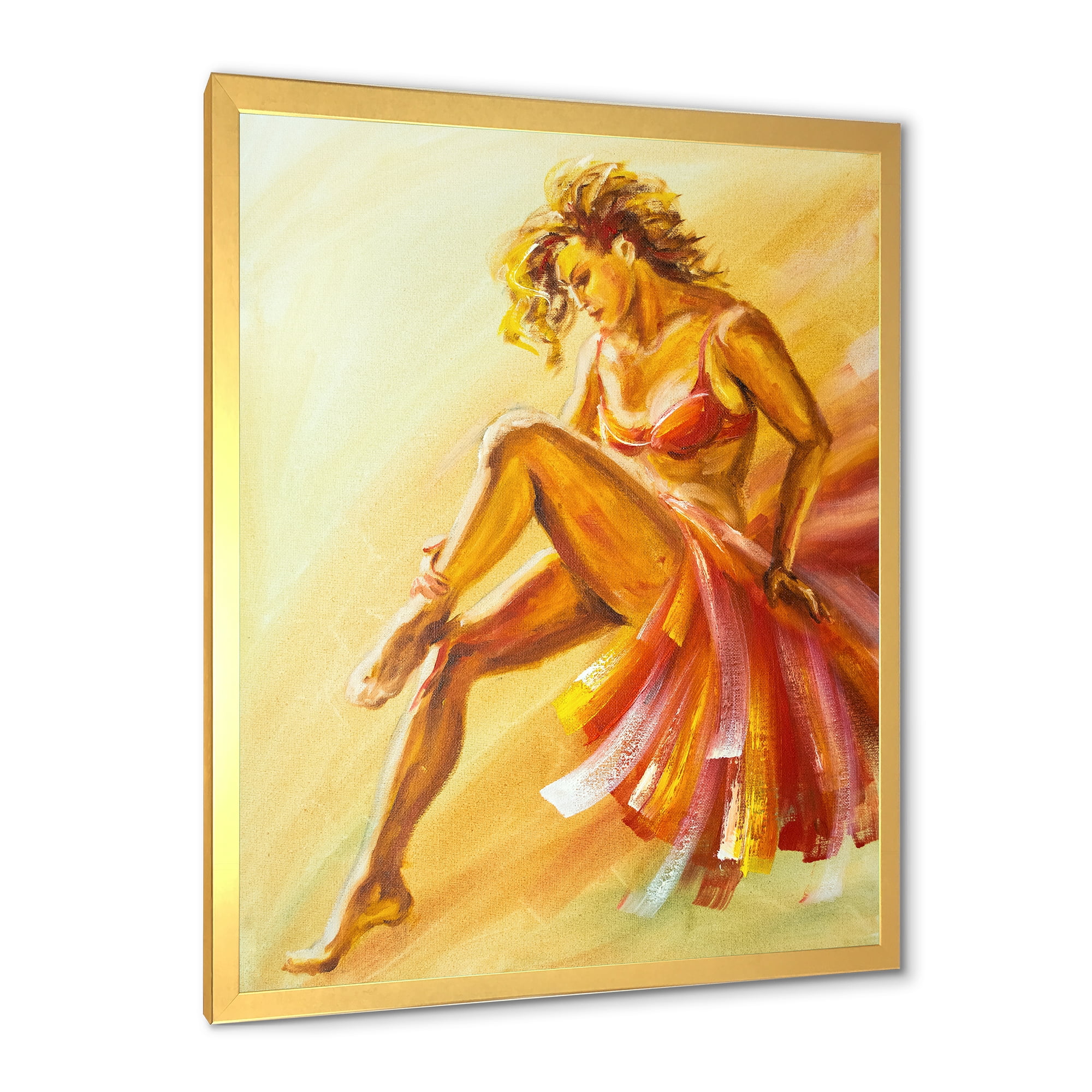 Designart 'Warm Coloured Flamenco Woman Dancer' Modern Framed Art Print