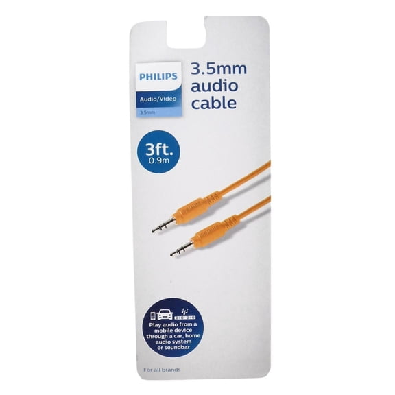 Philips Audio/Video 3.5mm Audio Cable for All Brands - Orange - 3ft