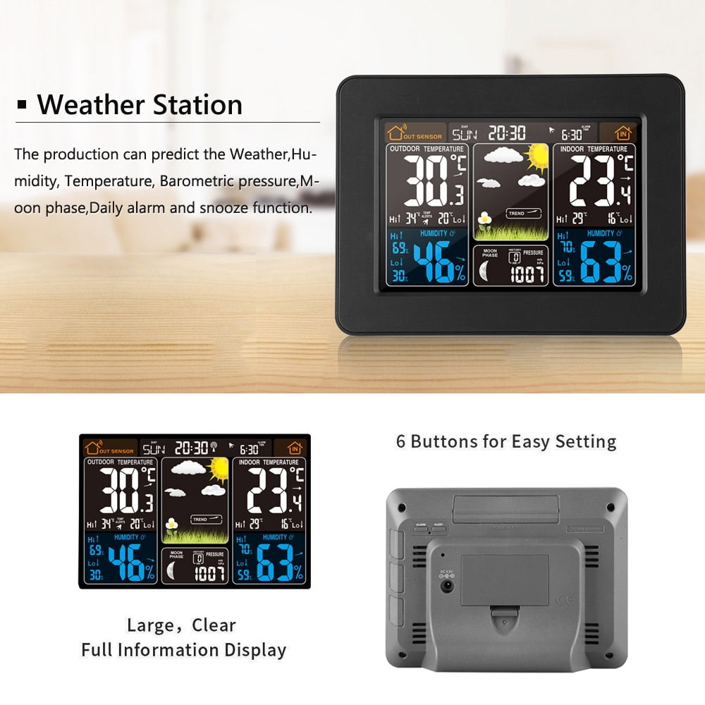 Thermometer Hygrometer,Barometer Thermometer Table Thermometer Table Clocks Color Weather Station Table Clocks Weather Temperature Barometer Thermometer Weather With Qinquan Xibany