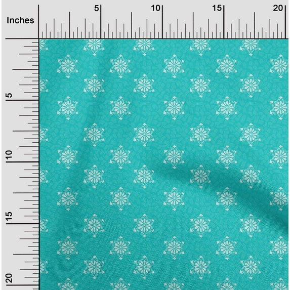oneOone Georgette Viscose Fabric Floral Block Printed Fabric 1 Yard 42 Inch Wide