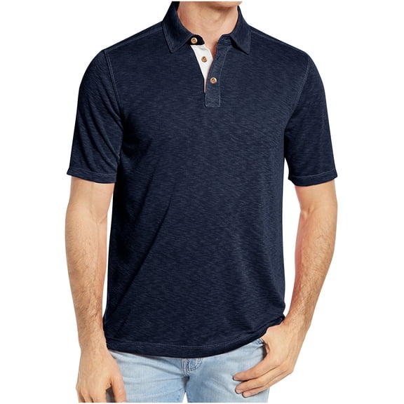 Golf Shirts for Men Business Casual Short Sleeve Tshirts Shirt Mens Pullover Button Collared Solid Color Breathable Going-Out Work Tees Tops