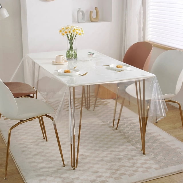 Xiao Hua Mantel transparente - 55×55 pulgadas, 1 pieza, impermeable, para mesa cuadrada, protector de mesa cuadrada para comedor en casa, estilo B