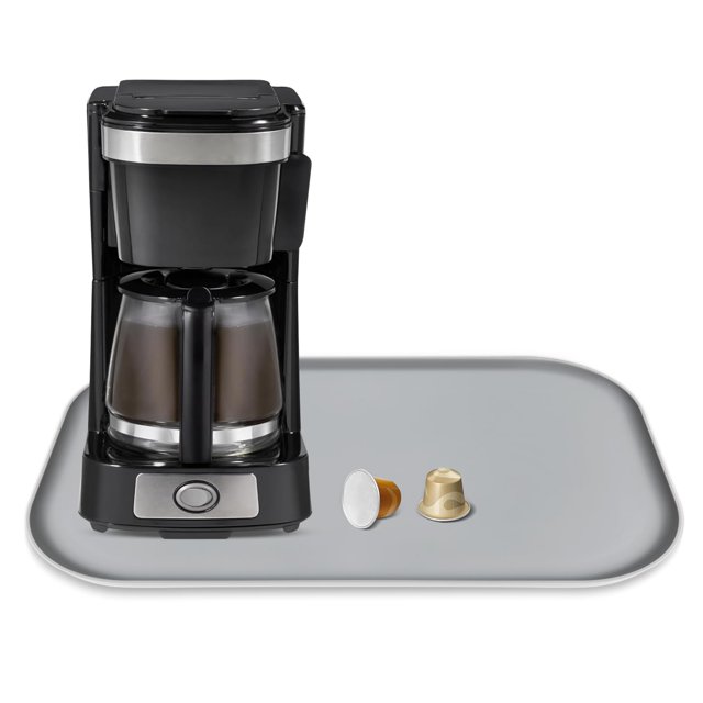 Alfombrilla para cafetera TOHONFOO de silicona con borde, 44 x 27 cm, color gris