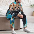 thumbnail image 6 of KLL Underwater Diving Cat Sleepwear Mens Flannel Pajamas,Long Cotton Pj Set, 6 of 7