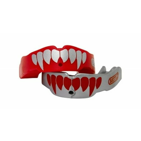 Battle Fang-Edition Mouth Guard (2-Pack) (Red/Silver, Adult (Age 10 &