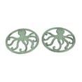 thumbnail image 1 of Distressed Coastal Cast Iron Octopus Sea Foam Green Trivet Set of 2, 1 of 3