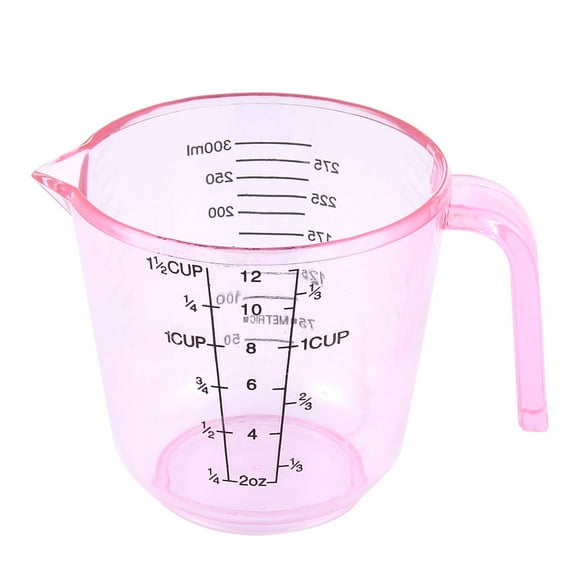 Kitchen Flour Sugar Milk Measurement Beaker Measuring Cup Mug Clear Pink 300ml