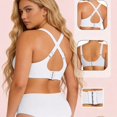 thumbnail image 4 of VISALY Jelly Bras for Women Plus Size Seamless Wireless Lifting Bra Full Coverage V‑Neck No Underwire Support Bralette Wide Strap Smoothing Soft Comfy Lift Minimizer Push Up T‑Shirt Bra White L, 4 of 6