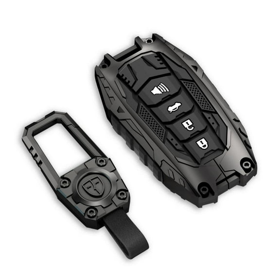 Heavy-Duty Zinc Alloy Full-Protection Key Fob Cover with Keychain for Toyota Venza Sienna Tundra Prius RAV4 Prime Land Cruiser Corolla Highlander Camry 2025 Smart Case Holder Protector Metal Keychain