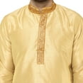 thumbnail image 4 of SKAVIJ Men's Indian Art Silk Kurta Wedding Party Casual Long Shirt (Large, Beige), 4 of 6