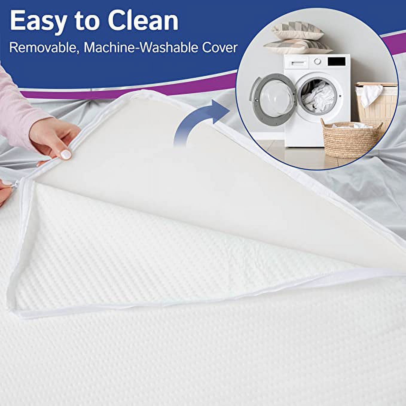 Ebung 7" Bed Wedge Memory Foam Pillow with Washable Cover - Comfortable Sleeping - Neck and Back Pain Relief, Snoring, Acid Reflux, Heartburn, Allergies