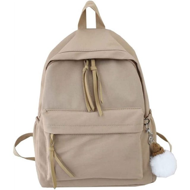 LinYooLi Fashion Canvas Nylon Backpack Satchel for Women Men, Large Shoulder Bag Removable Pendant