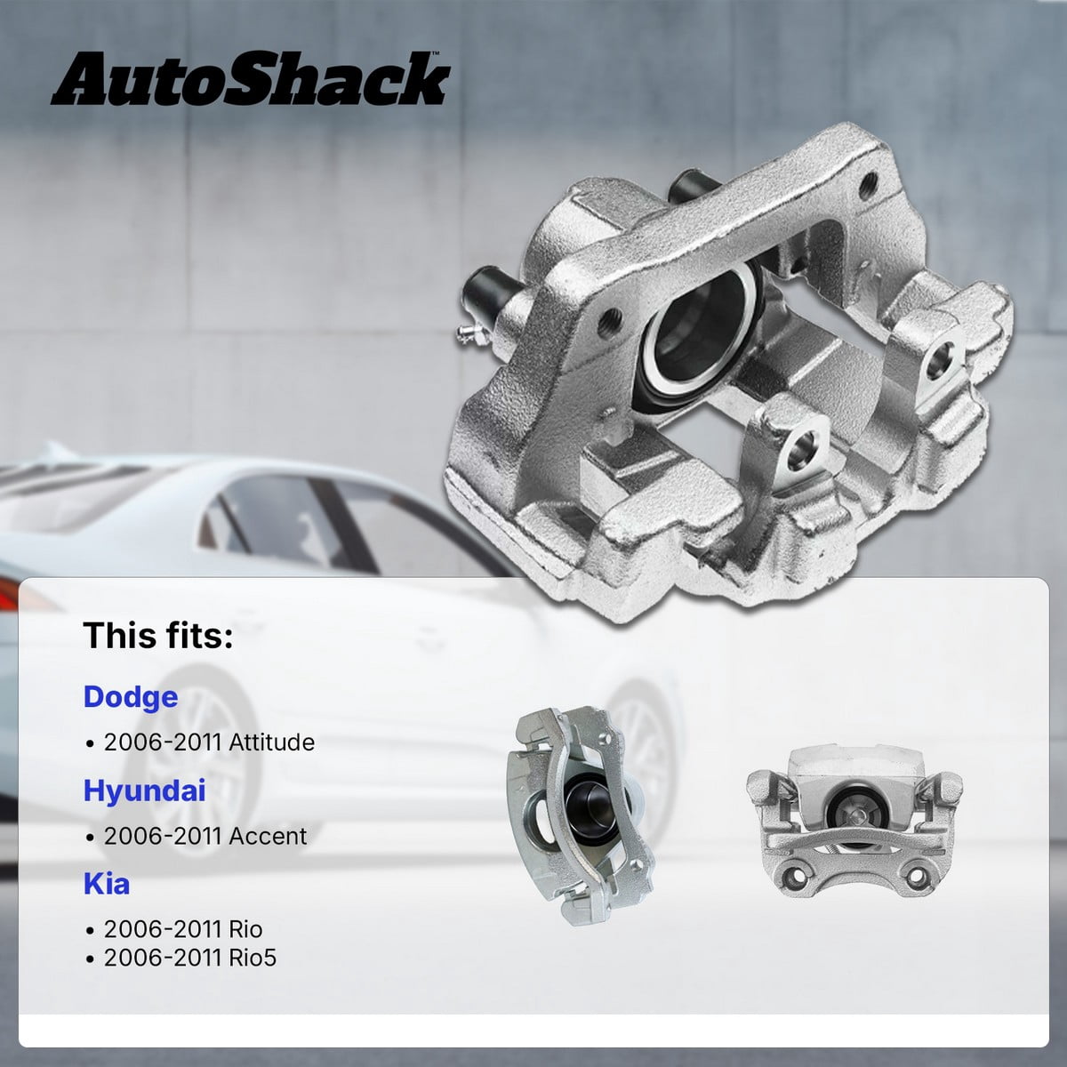 AutoShack Front Brake Caliper for Hyundai & Kia, Accent 2006-2011 Rio 2006-2011, FWD L4 1.6L, Left