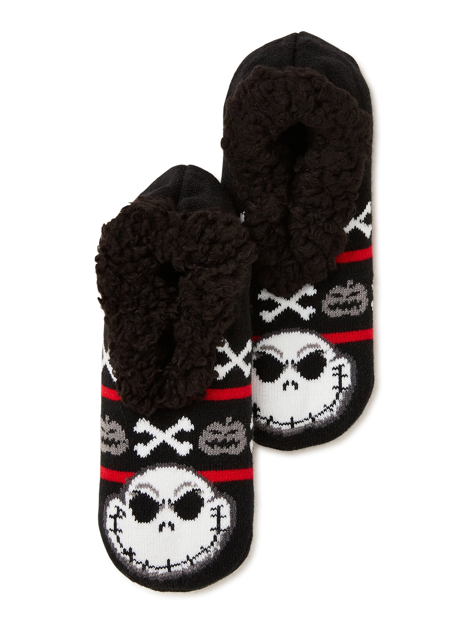 Licensed Nightmare Before Christmas Cozy Faux Fur Lined Slipper Socks Anti Slip 