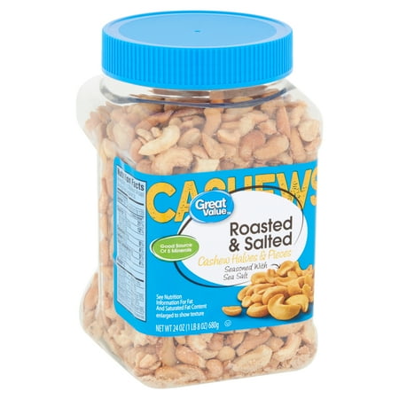 Great Value Roasted & Salted Cashew Halves & Pieces, 24 oz