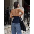 thumbnail image 2 of Blusa Halter Sin Mangas Con Cuello De Corbata En Azul, 2 of 29